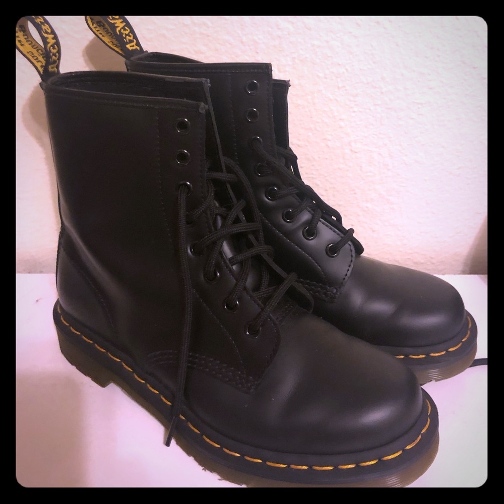 Black Doc Marten boots.